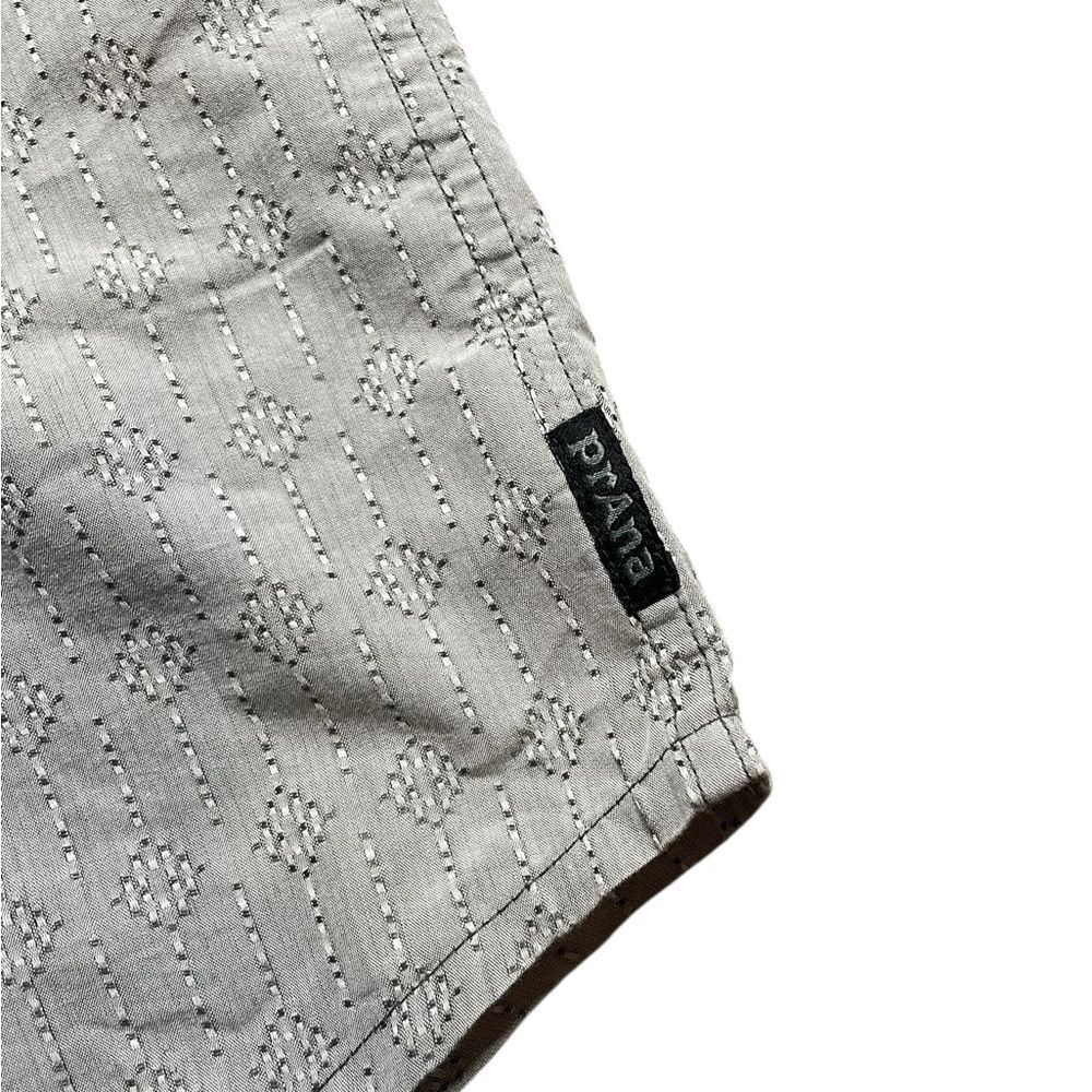 Prana Voyage Light Gray Patterned Button Down Shi… - image 3